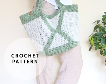 Geometric Crochet Basket Bag Pattern, Tapestry Tote (PDF Pattern)