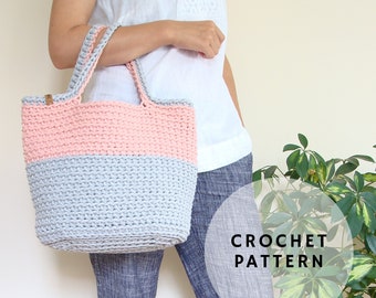 Color Block Häkelanleitung für Korb und Tasche (PDF-Muster)