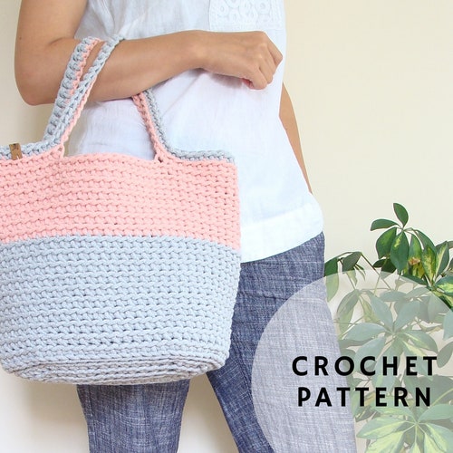 Beach Bag Pattern Crochet Bag Pattern Basket Tote Bag - Etsy