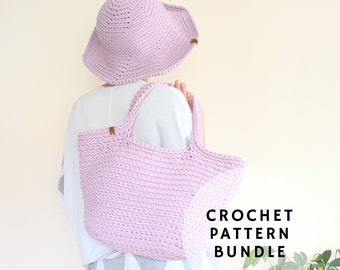 Crochet Bucket Hat & Basket Bag Pattern Bundle (PDF)
