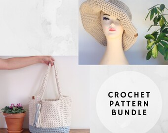 Crochet Bag & Sun Hat Pattern Bundle (PDF Pattern)