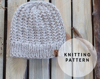 Knit hat pattern, fitted beanie hat pattern, toque knitting pattern, winter wool beanie pattern, Winter Forest Hat pattern