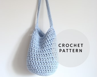 Crochet slouchy bag pattern, bucket tote pattern, sack bag pattern, market bag pattern, The Hobo Sack pattern