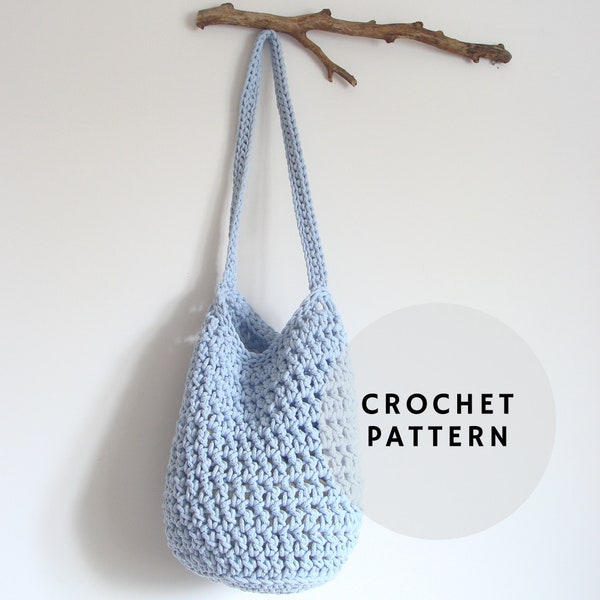 Crochet slouchy bag pattern, bucket tote pattern, sack bag pattern, market bag pattern, The Hobo Sack pattern