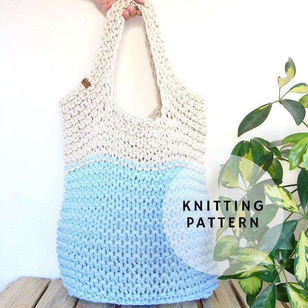Knit bag pattern, knitted slouchy bag pattern, beginner friendly tote bag pattern, easy knit pattern, pdf pattern