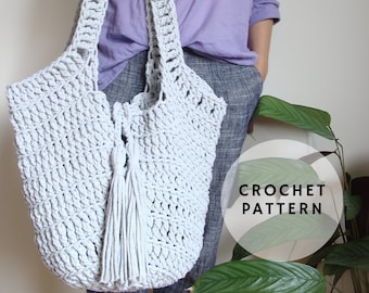 Blossom Bag Crochet Pattern, Boho Tote with Tassels (PDF Pattern)