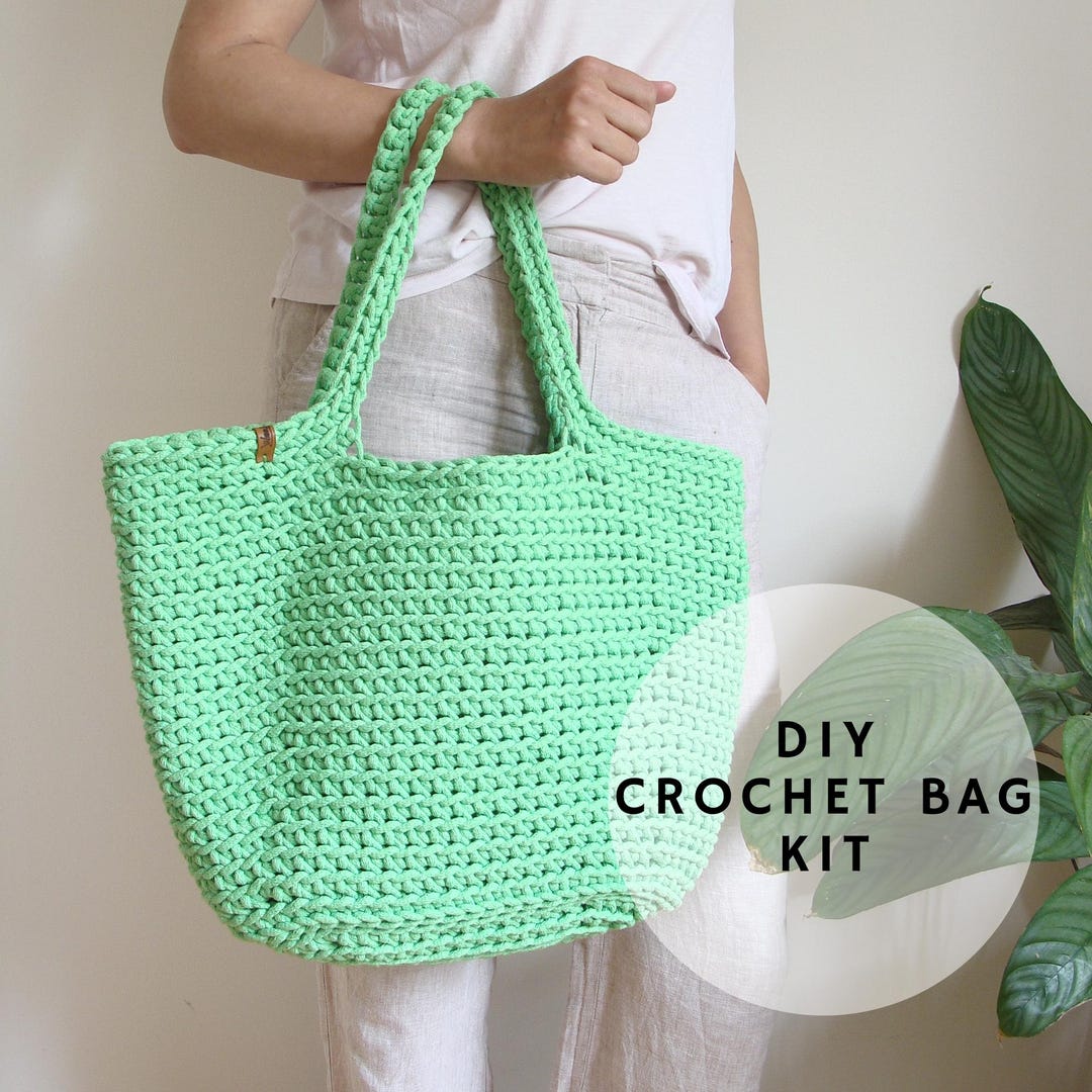 DIY Crochet Tote Bag Kit – Easy Basket Bag Pattern - Etsy