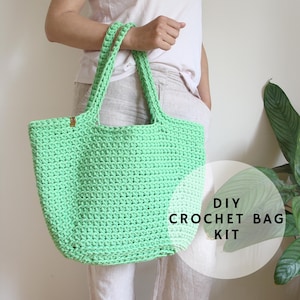 DIY Crochet Bag Kit - Korbtaschenmuster, einfaches Häkeltaschen-Kit, handgemachte Umhängetasche, Bastelgeschenk für sie
