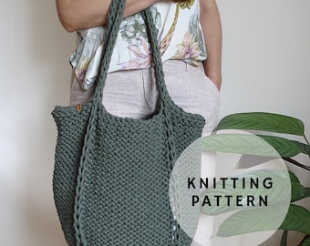 Knit Tote Bag Pattern, Reversible Market Bag (PDF)