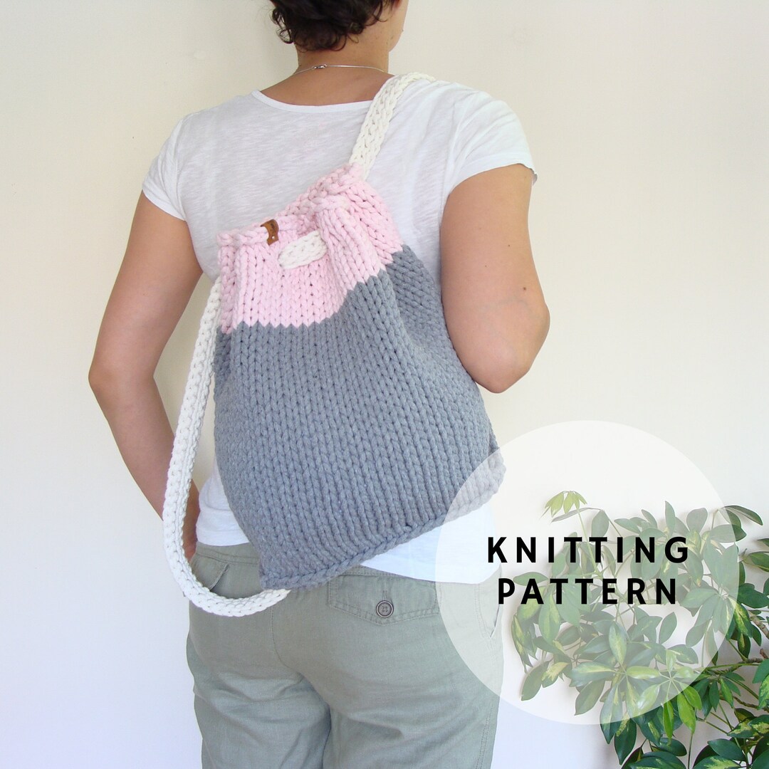 Bucket Backpack Knitting Pattern, Unisex Knit Backpack Pattern