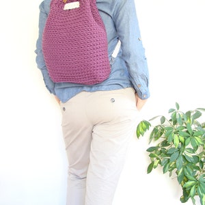 Crochet backpack pattern, drawstring backpack pattern, convertible backpack crochet pattern, easy crochet bag pattern image 7