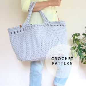 Large crochet bag pattern, tote bag pattern, basket bag pattern, beach bag pattern, easy crochet pattern