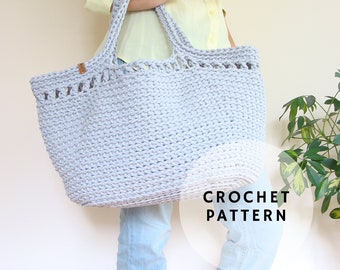 Large Crochet Beach Bag Pattern, Easy Basket Tote (PDF Pattern)