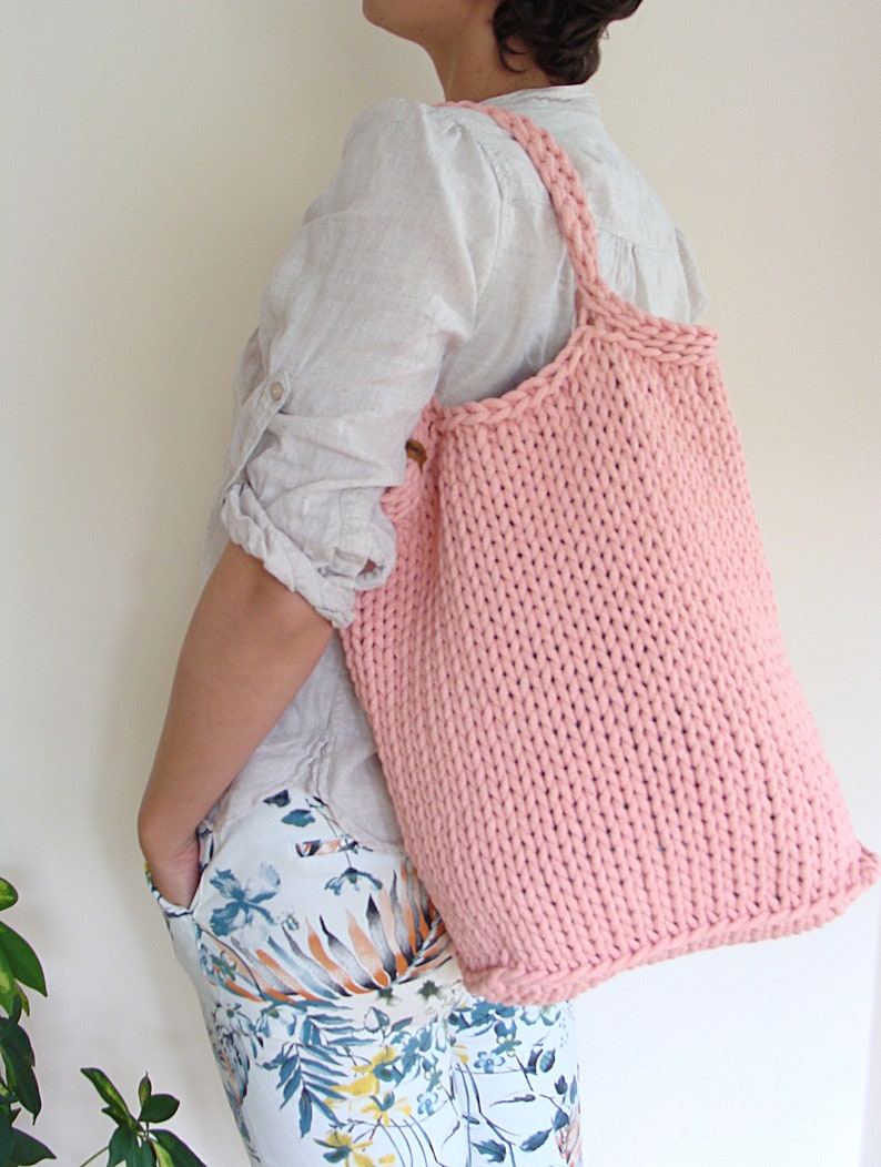 Tote bag knitting pattern beginner friendly handbag pattern Etsy