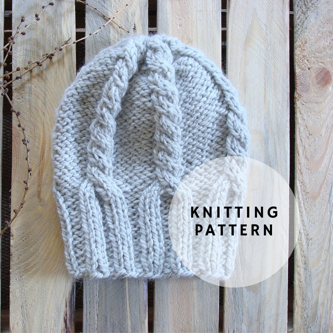 Chunky Cable Knit Slouchy Beanie Pattern (PDF Pattern) - Etsy