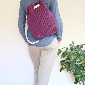 Crochet backpack pattern, drawstring backpack pattern, convertible backpack crochet pattern, easy crochet bag pattern image 3