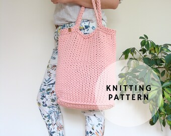 Knit Tote Bag Pattern, Beginner Friendly, Super Bulky Yarn (PDF Pattern)