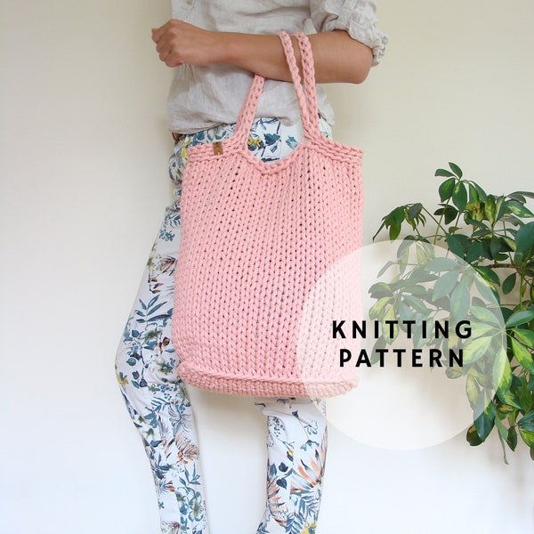 Tote bag knitting pattern, beginner friendly handbag pattern, easy knit pattern, pdf pattern