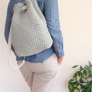 Crochet backpack pattern, drawstring backpack pattern, convertible backpack crochet pattern, easy crochet bag pattern image 2