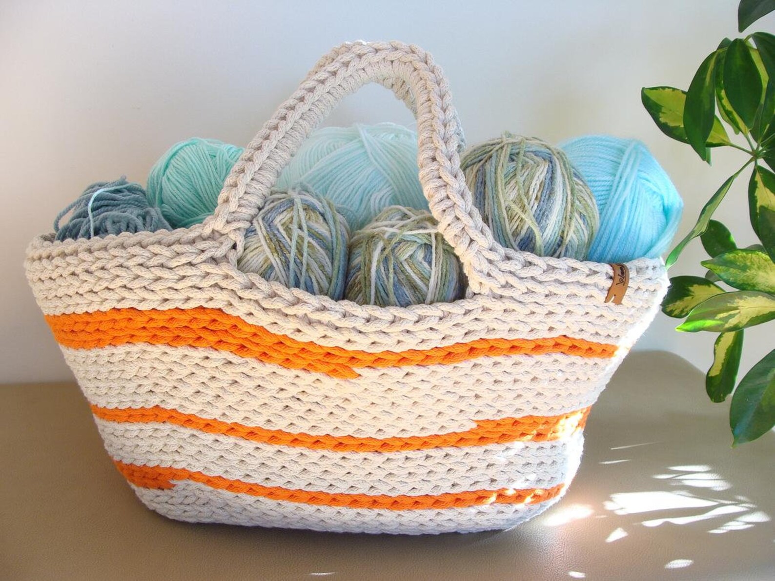 Crochet Striped Basket Bag Pattern Small Beach Bag Pattern Etsy