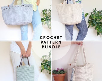 Crochet Bag Pattern Bundle, Beach Tote, Basket, Purse (PDF Pattern)