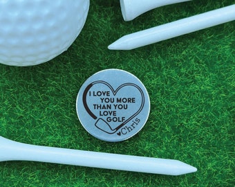 I Love You More Than Golf Divot Tool- Personalized Dad Golf Ball Marker Golfer Stainless Steel Gift For Him Laser Engraved Divot Repair Tool