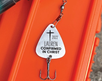 Confirmation Fishing Lure- Personalized Fishing Lure Spinner Stainless Steel Personalized Boy Confirmed In Christ Engraved Gift Fisherman