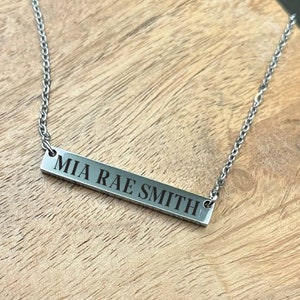 Name Necklace- Personalized Bar Necklace Anniversary Stainless Steel Personalized Bar Necklace Laser Engraved For Her Necklace Custom Name