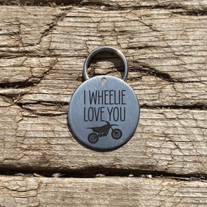 I Wheelie Love You Keychain- Personalized Custom Keychain For Him Stainless Steel Personalized Laser Engraved Keyring Birthday Dirt Bike