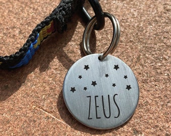 Stars Name Pet Tag- Custom Pet Tag ID Stars Puppy Dog ID Stainless Steel Personalized Pet Microchipped Stars Dog Tag Laser Engraved Gift