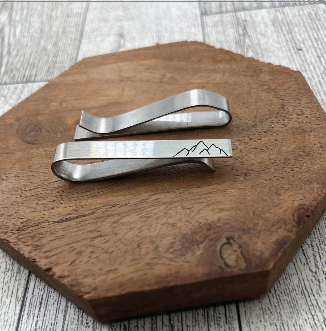 Mountain Tie Clip Personalized Tie Bar Hiking Stainless Steel Outdoors