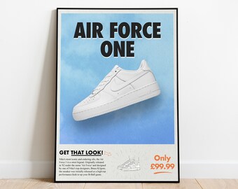 Poster Nike Air Force One White x Red - Thikha-art