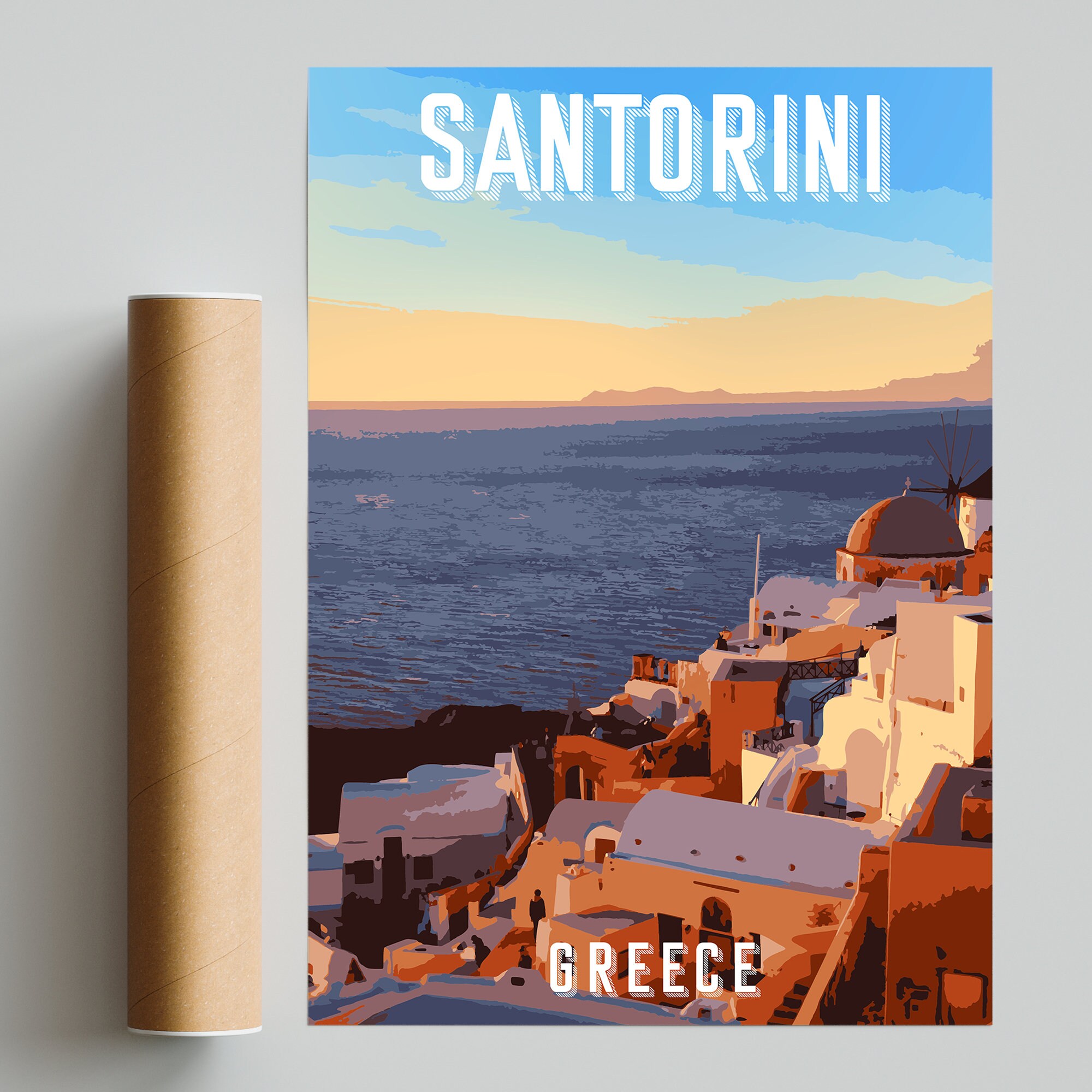 Greece Santorini printed poster Travel poster Etsy