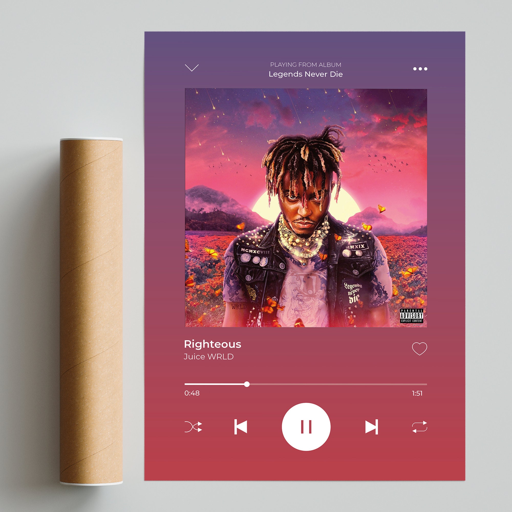 Juice WRLD Spotify Music Poster Print Etsy