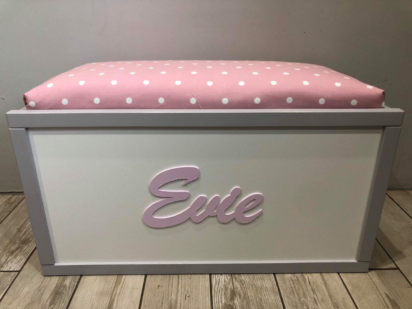 Large Personalised toy box with padded lid | Etsy