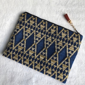 Pochette plate jacquard, trousse fourre tout, trousse à maquillage, trousse de toilette, porte-papier, portfolios, porte-documents