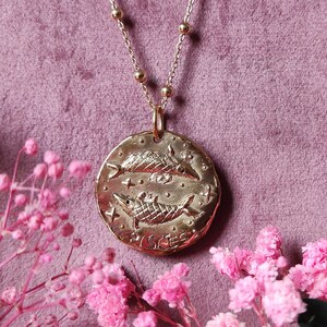 Pisces Necklace in gold plated bronze Zodiac Collection image 1