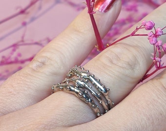 Tris de anillos punteados en plata 925 - talla M1/2 (talla UK)