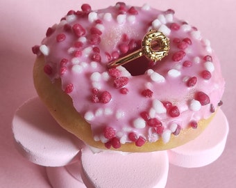 Donut ring in gold plated silver 925