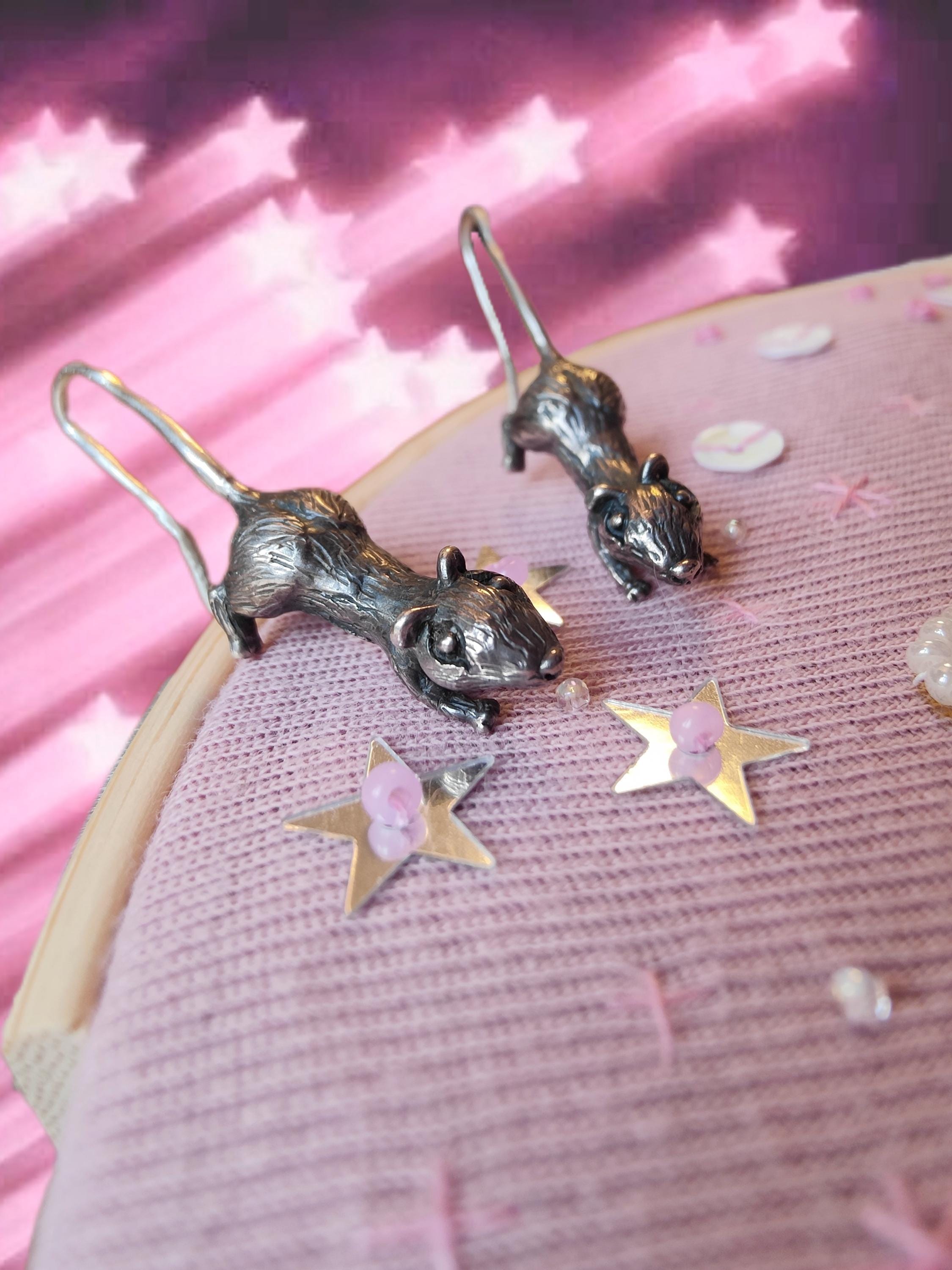 Rats Earrings in Silver 925 - Etsy Canada