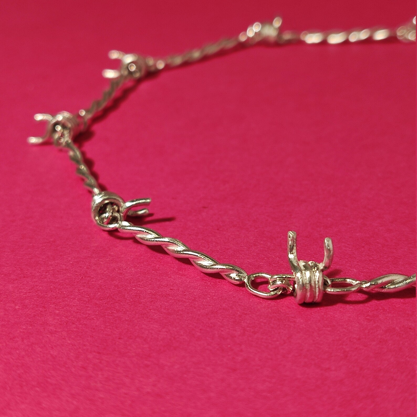 Barbed Wire Choker Necklace in Silver 925 Etsy