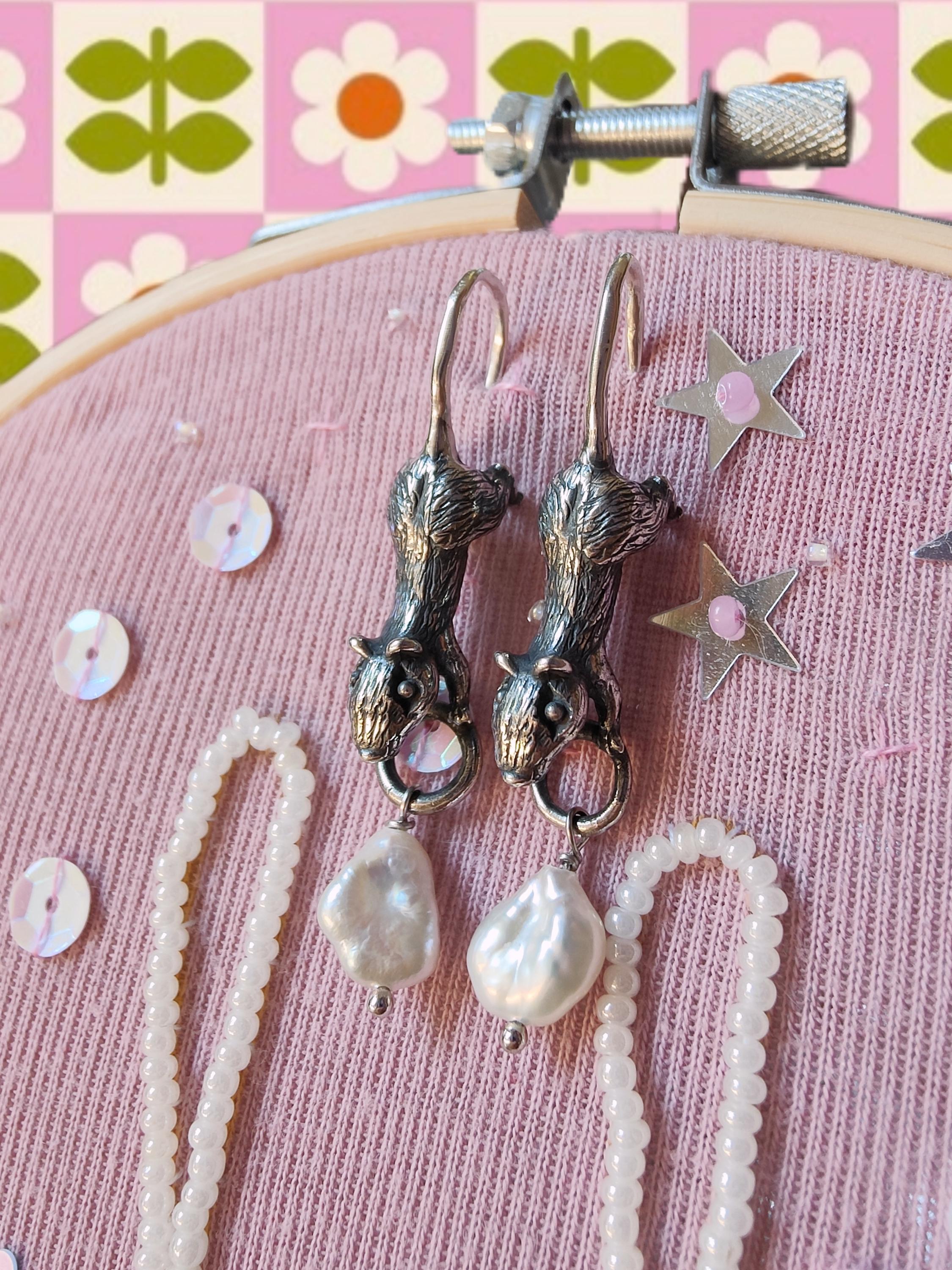 Rats Earrings in Silver 925 - Etsy Israel RATS tail earring