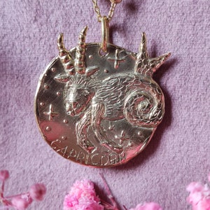 Capricorn Necklace in gold plated bronze Zodiac Collection image 2