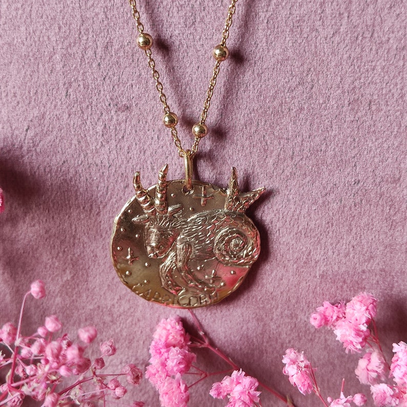 Capricorn Necklace in gold plated bronze Zodiac Collection image 3