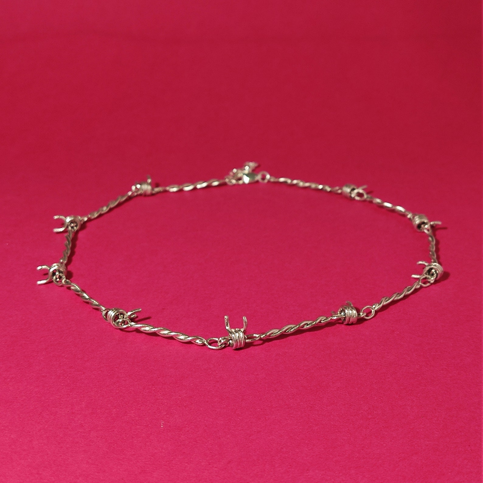 Barbed Wire Choker Necklace in Silver 925 Etsy