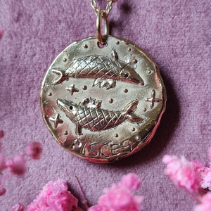 Pisces Necklace in gold plated bronze Zodiac Collection image 2