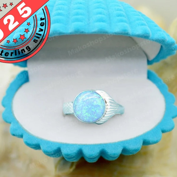 Brand New XL 10mm Opal Stone Mako Mermaid Moonpool Island of secrets Ring Sterling Silver 925 for Real Fans shell box included