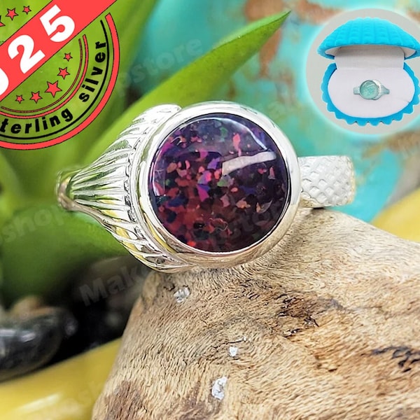 Midnight Fire Opal Real Mako Mermaid Moonpool Island of secrets Ring Sterling Silver 925 for Real Fans
