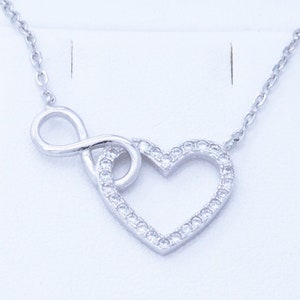 Cutest Infinity Heart Sterling Silver 925 Necklace with zircon for girls / delicate women