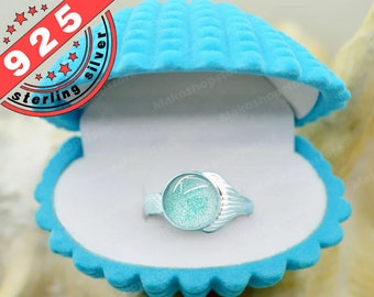 Nuevo anillo XL de 10 mm de piedra Mako Mermaid Moonpool Island of secrets de plata esterlina 925 para fanáticos reales, caja disponible